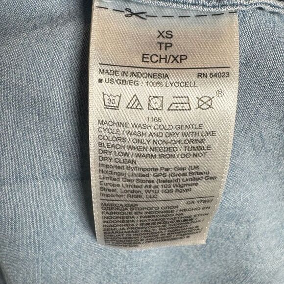 Gap chambray denim button side midi wrap dress size XS - Picture 6 of 7